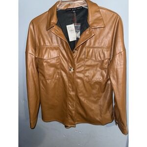 HYFVE faux brown leather shacket  NWT Medium